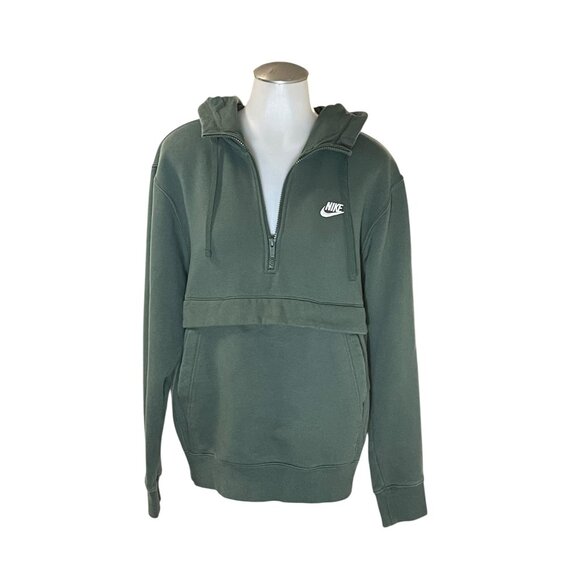 Nike Womens Green Half-Zip Hoodie Sweatshirt Size Small Cotton Blend Hooded With - Picture 1 of 13